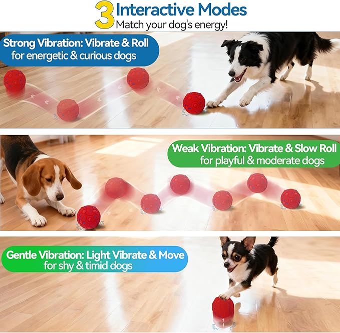 Newget Interactive Dog Toy Ball with Remote, 3 Modes Smart Moving Dog Balls with Touch Wake-Up, Automatic Bouncing/Rolling Chew-Resistant for Medium & Large Dogs to Keep Busy, Indoor/Outdoor