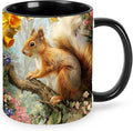 FyLybois Squirrel Coffee Mug Ceramic Coffee Cup with Handle Microwave Safe for Home or Office Gifts for Women and Men