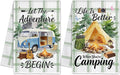 Hexagram Camping Kitchen Towels Set of 2, Camping Decor Gifts for Women, Funny Cute Housewarming Dish Hand Towels for Home Kitchen Decor