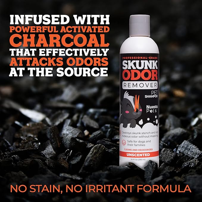 Pets Skunk Odor Remover Pet Shampoo (1 10 oz Bottle of Shampoo) | Stench Eliminator - Clean & Deodorize Dogs - Naturally Derived, pH Balanced - Safe and Gentle on Pets - Unscented
