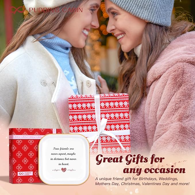 PUDDING CABIN Friend Birthday Gifts for Women True Friends are Never Apart- Long Distance Friendship Gift, Friends Moving Away Gifts