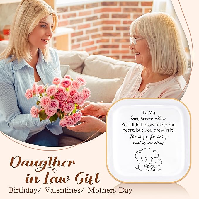PUDDING CABIN Daughter in law Gifts: Ceramic Jewelry Dish - Thank you for being part of my story - Gifts for Daughter in law Birthday, Mother's Day, Christmas & Wedding
