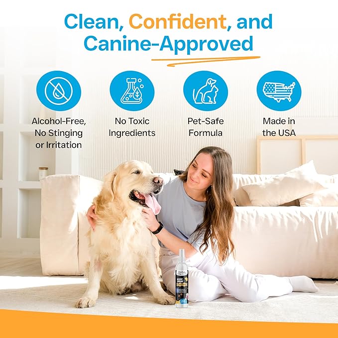 Alpha Dog Series Grooming Body Spray for Dogs & Cats – Long-Lasting Fragrance Deodorizing Mist with Aloe, Odor Eliminator, Alcohol-Free & Non-Toxic Pet Cologne - 8 fl. oz. (Sugar Cookie)