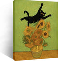 Madewell Living Van Gogh-Style Cat Art - Funny Black Cat in Sunflowers Print, Wall Art (11x14 inch) - Ready to Hang, Waterproof Living Room & Bedroom Decor