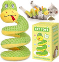 Retro Shaw Interactive Snake Cat Toy - 11 in Realistic Catnip Toy with SilverVine & Crinkle Sound, Bite-Resistant Plush Kicker for Indoor Cats Exercise, Teething & Boredom Relief, Spring-Loaded Design