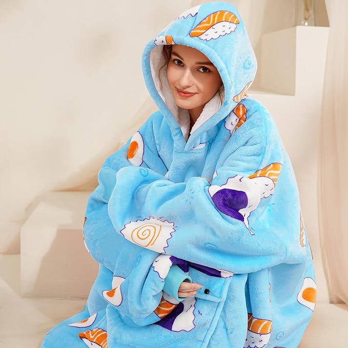 Narecte Cozy Oversized Blanket Hoodie Wearable Blanket Adults Soft Hooded Blanket Hoodie Birthday Gifts for Women Christmas