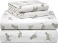 Pointehaven 180 GSM Velvet Feel Luxury 100% Cotton Printed Flannel Sheet Set,4PCS, Queen, Cats - Warm & Cozy - Pre-Shrunk -Deep Pockets - Elastic All Around-Comfy Double Brushed -
