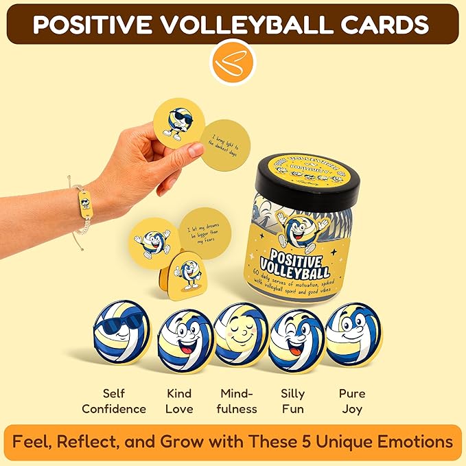 Stofinity Positive Volleyball Gifts For Men - 60 Daily Affirmation Cards For Teen Girls Trendy Stuff, Birthday Present Motivational Gifts For Women, Friend, Teammate, Volleyball Accessories For Girls