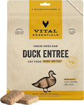 Vital Essentials Freeze Dried Cat Food, Raw Duck Mini Patties | Complete Meal or Topper | Easy to Portion and Rehydrate | High Protein, Grain Free Dry Cat Food | 8 oz Bag