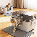 Oneluck XXXL Cat Litter Box with Lid,Extra Large Cat Litter Box for Big & Multiple Cats, Removable Transparent Cover, Anti-Urine Leakage | High Sided & Includes Litter Mat & Scoop