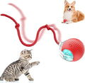 Interactive Cat Ball Toys,Indoor Moving Cat Toys, Automatic Rolling Toy with Cord, Interesting Rotating Ball Toy for Dogs and Cats (Red)