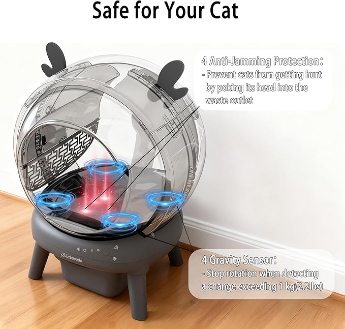 Automatic Cat Litter Box Self Cleaning Litter Box for Multiple Cats, Large Capacity App Control with Dual Safety Protection, Removable Washable Liner