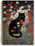 Black Cat Notebook, Moody Floral Botanical Cat Journal for Writing, Black Cat Lovers Gifts for Women, Cottagecore Aesthetic Spiral Notebook 5.5x8.3 Inch