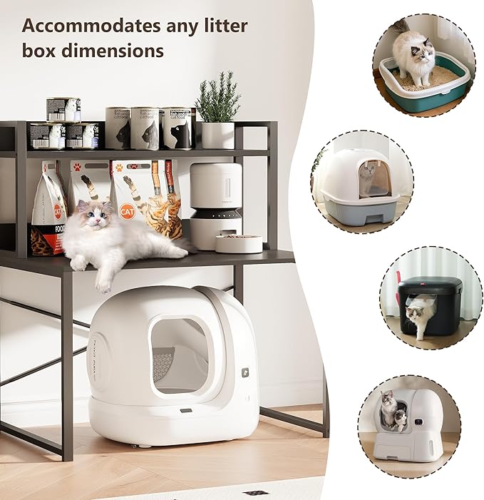 Large Self Cleaning Litter Box Table with Storage Shelf, Enclosed Hidden Cat Furniture for Large Litter Boxes, Space Saving Furniture for Cat Cage 42.1" H