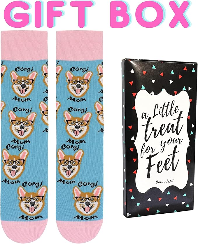 Cavertin Women's Novelty Socks with Gift Box Cat Lover Dog Mom Book Lover Cat Mom Llama Unicorn Sloth Corgi