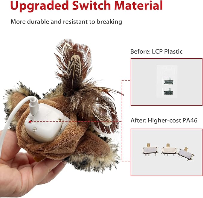 Gigwi Interactive Flapping Cat Toys Catnip, Electronic Flappy Toys Motion Activated, Automatic Cat Toys for Indoor Cats, USB Rechargeable Cat Enrichment Toy for Hunting and Kicker, Bird Sparrow