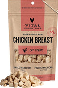 Vital Essentials Freeze Dried Cat Treats | Chicken Breast, Single Ingredient | Premium Quality | Grain Free, Healthy Treats for Cats, 2.1 oz Bag