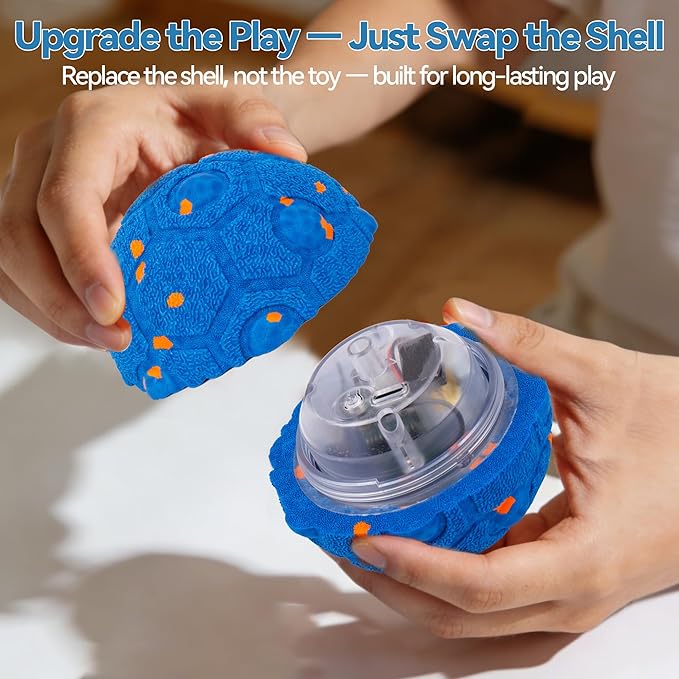 Newget Interactive Dog Toy Ball Replacement Shell, Chew-Resistant E-TPU Durable Cover for Medium & Large Dogs, Spare Outer for Smart Rolling & Bouncing Balls, Blue (No Ball Core)