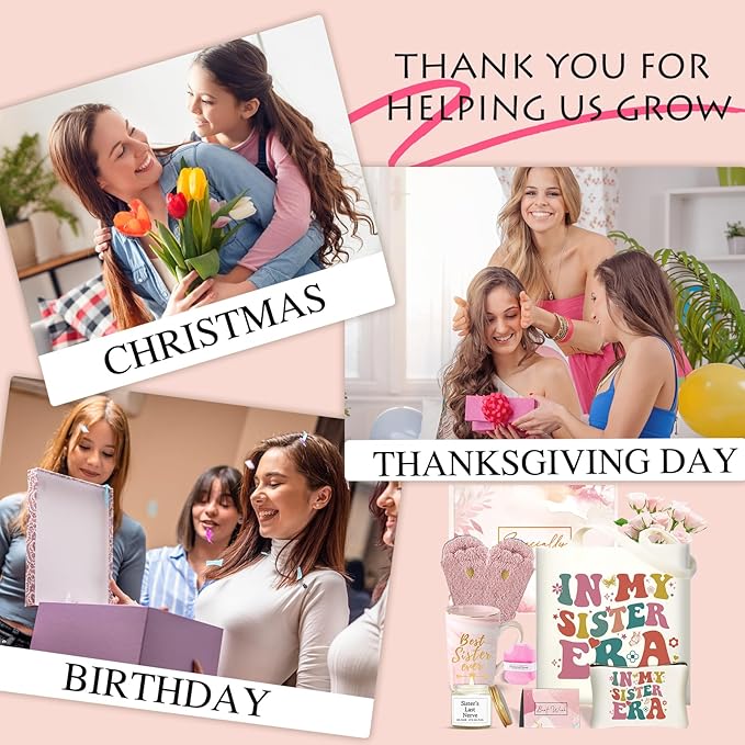 Sister Gifts Set for Women, Unique Sister in Law Gifts Basket, Birthday Christmas Mothers Day Presents, Thoughtful Celebration Gifts from Brother, Little Big Sisters Ideas