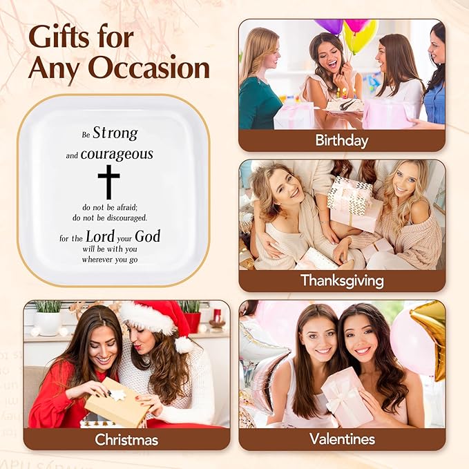 PUDDING CABIN Christian Gifts for Women Friends Faith Ring Dish, Religious Gift, Spiritual Gifts for Women Daughter Adult Sister Teen Girls Coworkers Christian Sisters