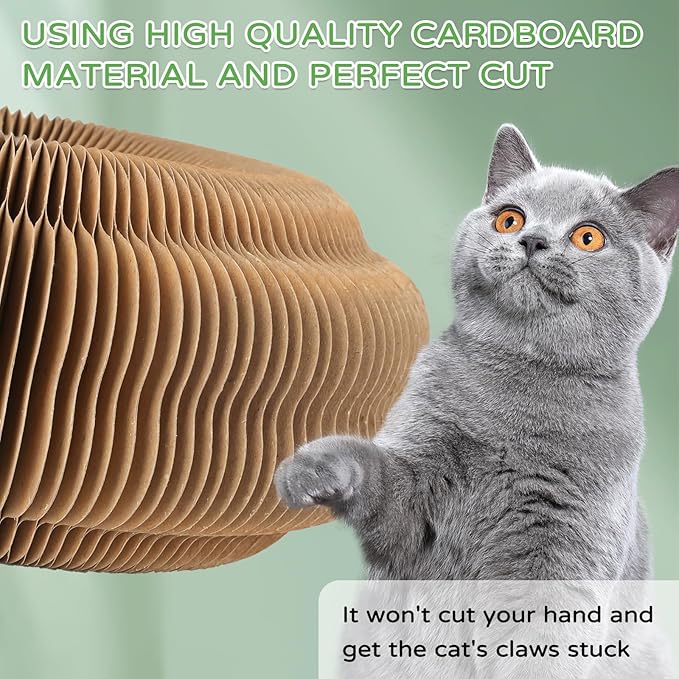 Kitty Kurlz Accordion Magic Organ Cat Scratcher Toys for Indoor Cats - Cardboard Cat Scratching Board Ball Scratcher Pad 3 Pack
