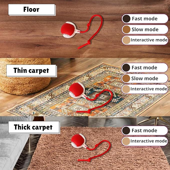 2.0 Smart Interactive Cat Dog Toy, 360° Automatic Rolling Ball with Jumping Feature, Red