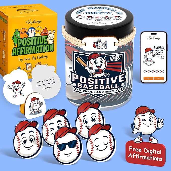 Stofinity Positive Baseball Gifts For Boys - Baseball Easter Basket Stuffers For Teens Boys, Easter Gifts Ideas For Son, Adults, Boyfriend, Daily Affirmation Cards Motivational Gift For Men, Boyfriend