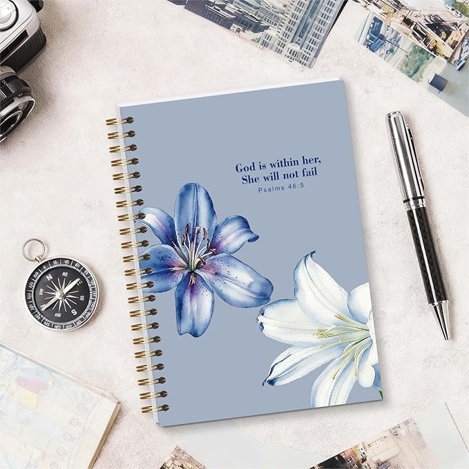 Bible Journal Spiral Notebook, Coquette Floral Bible Study Supplies, Christian Gifts for Women Girls, 5.5x8.3 Inch - A05