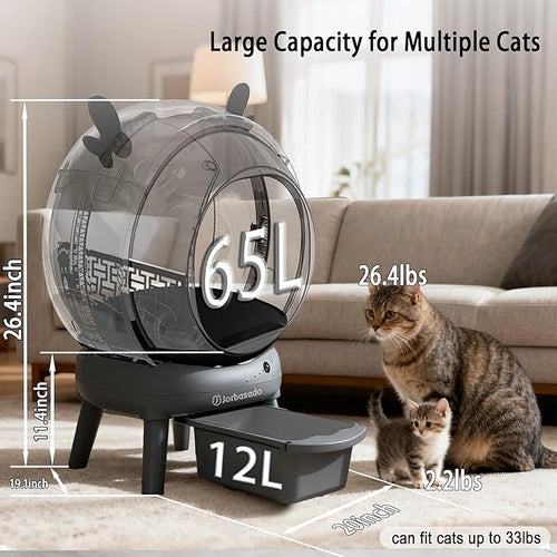 Automatic Cat Litter Box Self Cleaning Litter Box for Multiple Cats, Large Capacity App Control with Dual Safety Protection, Removable Washable Liner