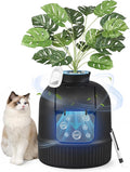 Feandrea Plant Cat Litter Box Enclosure with Artificial Plant, Enclosed Hidden Litter Box Furniture with Door, Carbon Filter, Odor Control, Pebbles, Scoop, Brush, Ink Black UPPT006B101