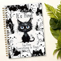 Funny Cat Journal Spiral Notebook, Cat Lover Gifts for Teen Girls, I'm Fine Everything Is Fine, 5.5x8.3 Inch - A17