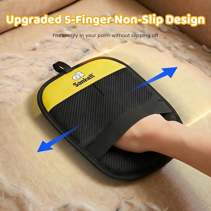 Pet Hair Removal Glove for Dogs & Cats, Upgraded Reusable Electrostatic Pet Hair Remover Glove, Magic Brush Mitt Tool for Couch, Furniture, Bed, Clothing, Carpet, Car Seat