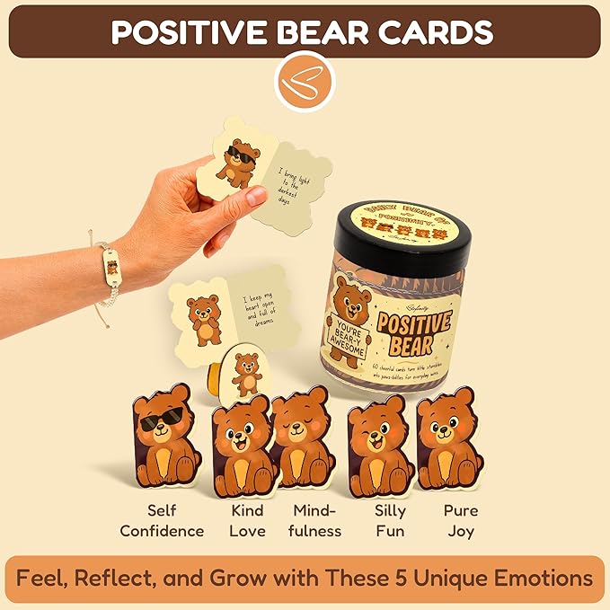Stofinity Cute Bear Gifts For Women - High School Graduation Gifts For Boy, Positive Affirmation Cards For Teens Girl, Christmas Gift Baskets Ideas For Friend, Coworkers, Funny Sister Birthday Gift