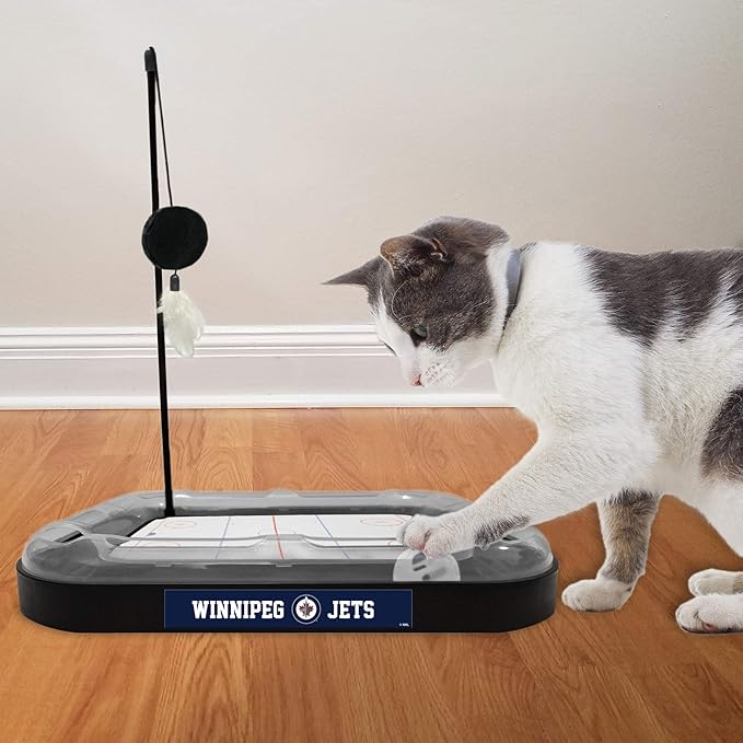 Pets First NHL Winnipeg Jets Hockey Field Cat Scratching Toy With Interactive Ball Bell in Tracks - 5-in-1 Cat Scratcher