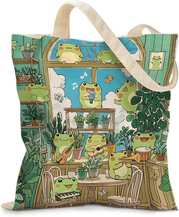 Aesthetic Canvas Tote Bag for Women - with Magnetic Snap Closure & Zipper Inner Pocket Reusable Bag for Shopping