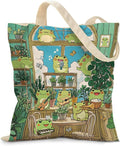 Aesthetic Canvas Tote Bag for Women - with Magnetic Snap Closure & Zipper Inner Pocket Reusable Bag for Shopping