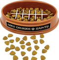 NFL Super-Bowl New Orleans Saints Slow Feeder Dog & Cat Bowl. Football Design for Healthy Digestion. Non-Slip for Large & Small Pets