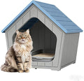 Cat Litter Box Enclosure, Resin Enclosed Litter Box Furniture with Air Holes, Outdoor Cat House Weatherproof, Wide Opening Design for Easy Cleaning, Blue