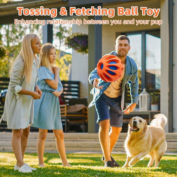 Interactive Dog Toy, Wicked Ball AIR, Automatic Moving, Bouncing, and Rotating, E-TPU Material, IPX7 Waterproof Rating, Active Rolling Ball for Medium and Large Dogs (Orange+Blue)