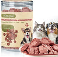 Memorjew 25PCS Chicken & Goat Milk Freeze- Dried Lollipops｜Individually Wrapped, Portable Dental Food for Dogs & Cats (Chicken & Cranberry 50g)
