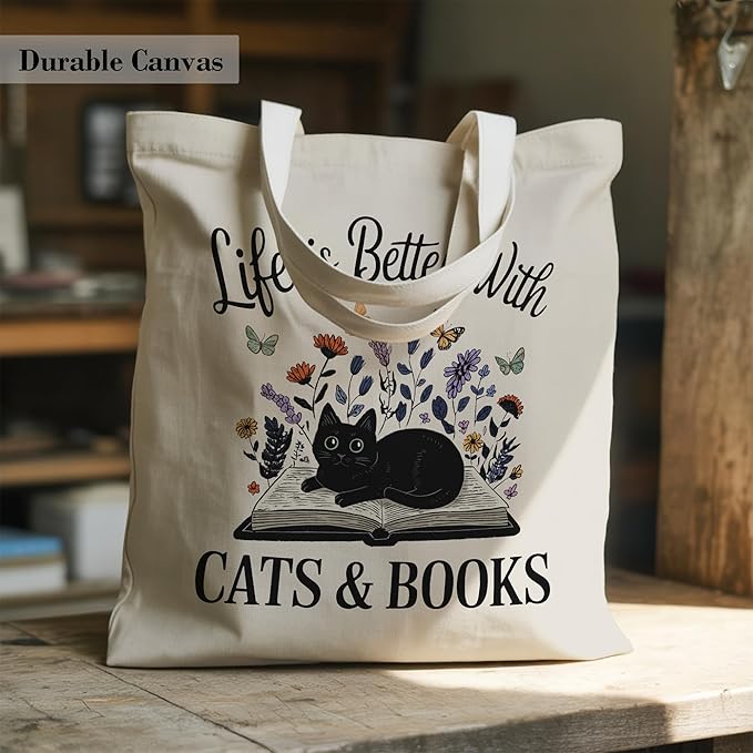 Pets Lover Gifts Tote Bag for Women, Dogs Cats Bee Aesthetic Canvas Bag with Inner Pocket