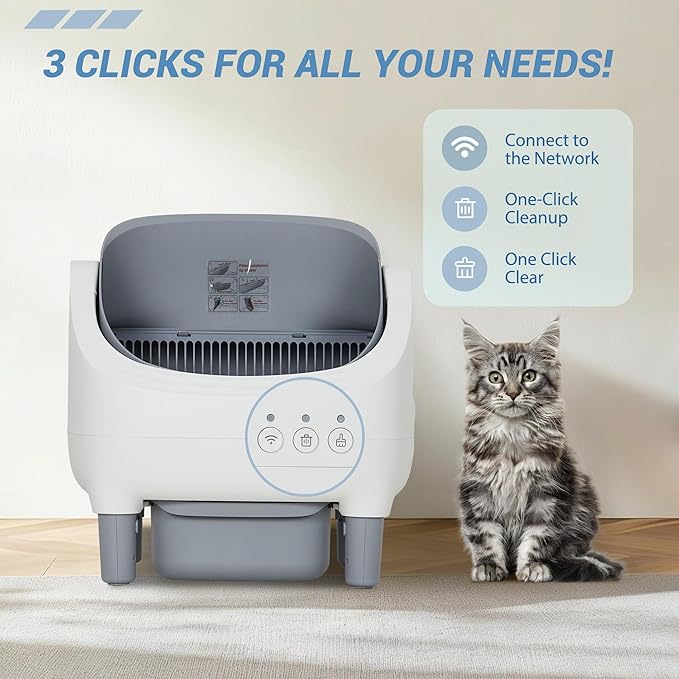 GarveeLife Automatic Self Cleaning Litter Box with APP Control, Open-Top Smart Cat Litter Box for Multiple Cats, 7-Layer Safety Sensors, 10.5L Large Waste Bin, Ultra Quiet, for Large Cats & Kittens