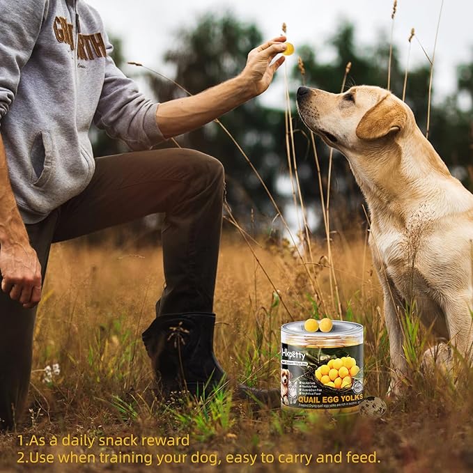 Freeze Dried Cat and Dog Treats Quail Egg Yolk 150g(5.29oz), Healthy Tasty Snacks for Cats Dogs Training, Natural Freeze-Dried Limited Ingredient,Wholesome and Delicious Snacks for Pets