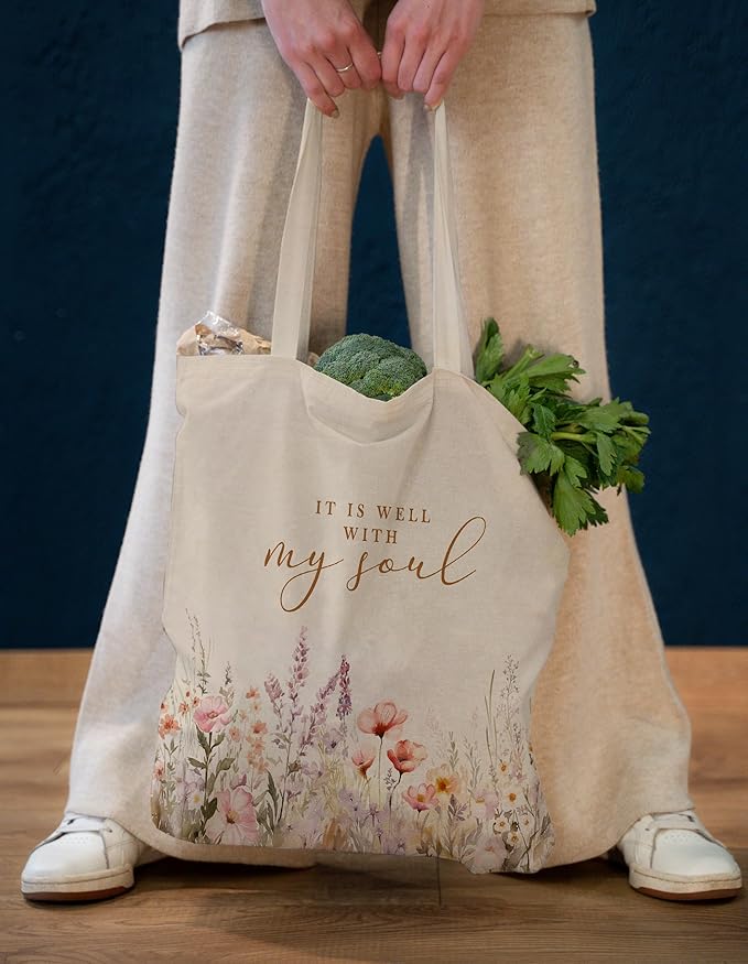 Gifts for Women, Canvas Tote Shopping Reusable Grocery Gift Bags