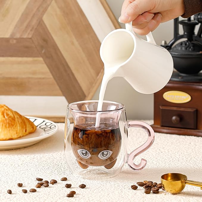 Binoster Gift Woman Birthday Cup Cat Coffee Cup Double Walled Cup A The Mug Cat Gift Mom Dad Mistress Friend Wife Idea Gift Idea Mother's Day Father's Day Valentine's Day Christmas Halloween Woman