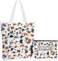 Sieral 2 Pcs Animal Lover Bag Graduation Gift for Women Travel Canvas Tote Portable Zipper Pouch Canvas Reusable Grocery Tote