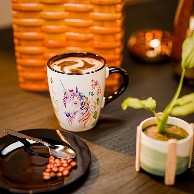 Color Changing Unicorn Coffee Mug 12oz – Heat Sensitive Ceramic Cup with Floral Reveal – Unicorn Gifts for Women, Unique Coffee Mugs, Christmas Holiday Gift, Perfect for Coffee, Tea or Cocoa