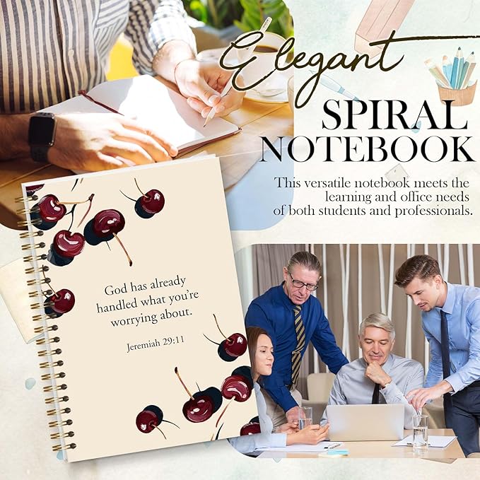 Bible Journal Spiral Notebook, Coquette Cherry Bible Study Supplies, Christian Gifts for Women Girls, 5.5x8.3 Inch - A11