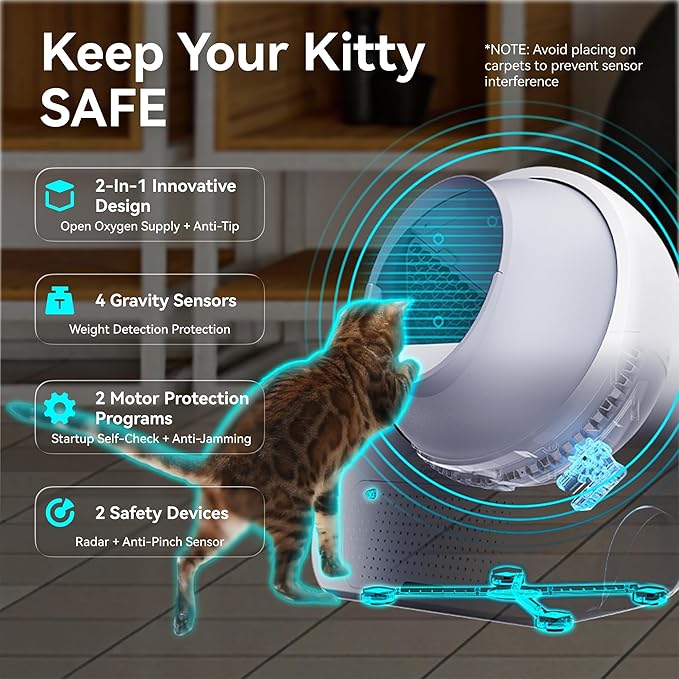 CATLINK Self Cleaning Cat Litter Box for Multiple Cats, Health Monitoring, Automatic Litter Box with APP, Odor Control, 65L Safe Pinch-Free Robot Cat Litter Box, White/Large (Luxury Pro-X Kit)