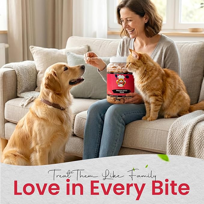 Tuna Cat Treats, 100% Wild Caught | Freeze Dried Dog Treats, High Protein | Grain-free, Single Ingredient Cat & Dog Food Toppers | No Additives or Preservatives | Inspected & Tested in USA | 3.5 oz